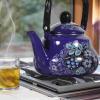 2 L Enamel Stovetop Tea Kettle with Blue Floral Design view 4