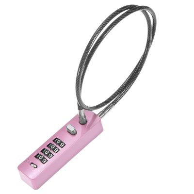M METERXITY Door Locks for Outdoor Fences, 11.81 in Heavy-Duty Steel Cable, Keyless 4-Digit Combination Lock for Cabinets/Snowboards/Bicycles/Lockers, Resettable [Pink]