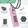 M METERXITY Door Locks for Outdoor Fences, 11.81 in Heavy-Duty Steel Cable, Keyless 4-Digit Combination Lock for Cabinets/Snowboards/Bicycles/Lockers, Resettable [Pink] view 2