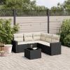 Verderoom 6-Piece Black and Cream PE Rattan Garden Lounge Set with Storage, Type 3 view 1
