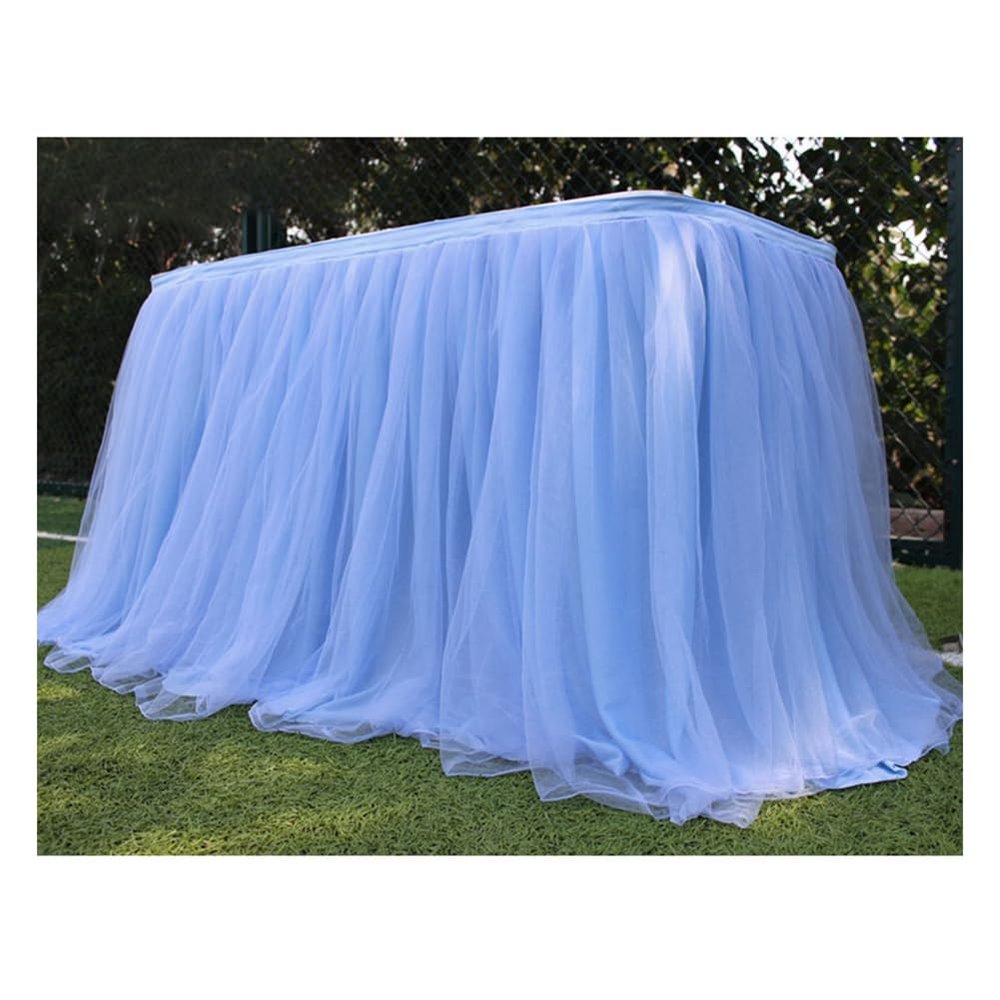 Wisafory Romantic Tulle Mesh Table Skirt, Light Blue, 75 x 100 cm