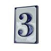Italian Hand-Painted Blue and White Ceramic House Number Tile, 11 x 7 cm (Number 3) view 1