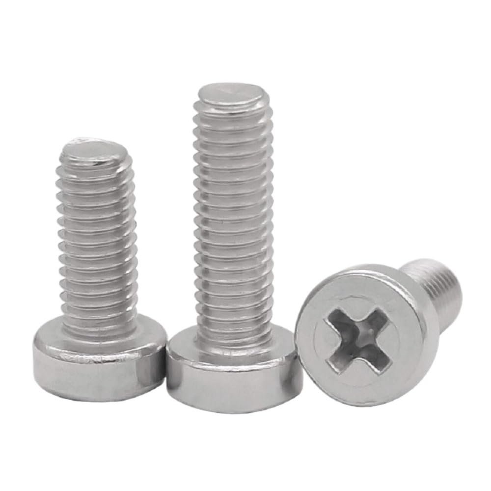 AYYSSM 200-Piece GB822 M3x5/6/8/10/12/14/16 mm 304 Stainless Steel Phillips Head Machine Screws (M3x6, 200 pcs)