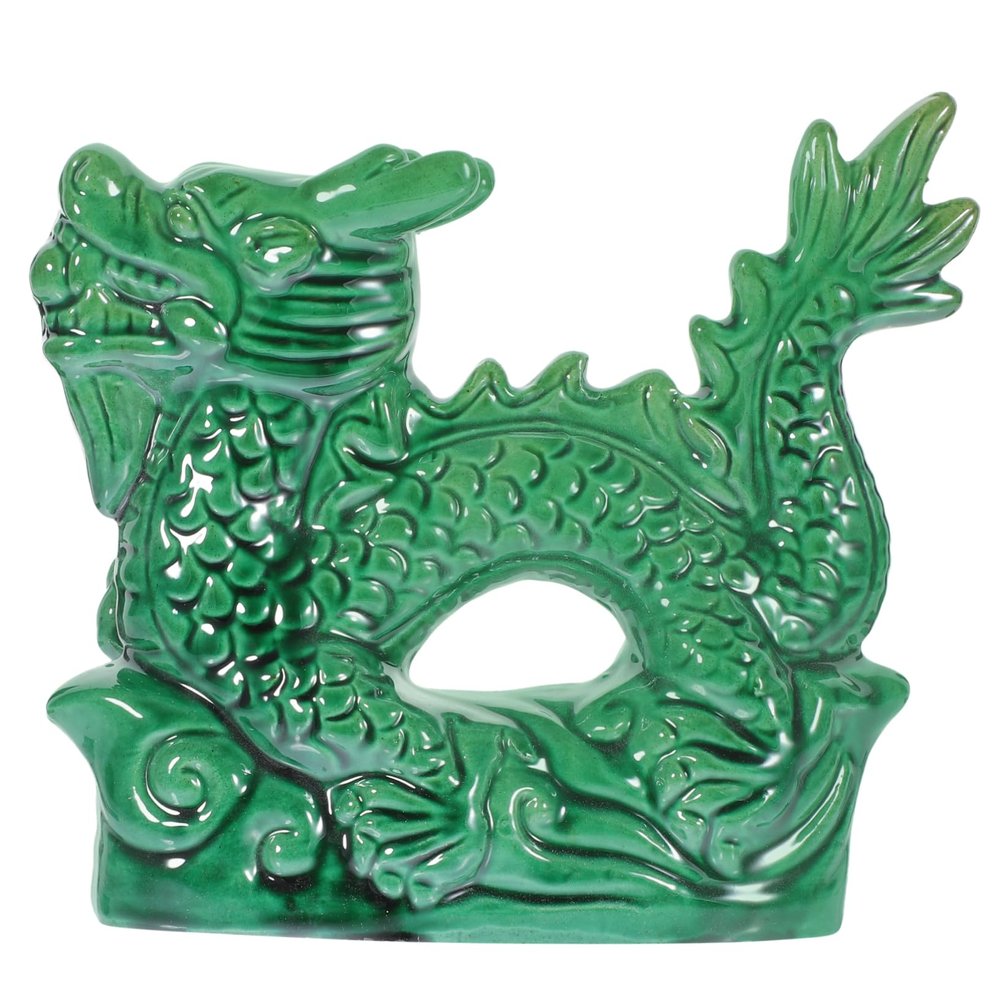 MAGICLULU Green Ceramic Dragon Table Figurine