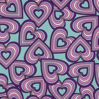 MAGAM Retro Hearts Children's Jersey Fabric, OEKO-TEX, Sold by the Meter from 50 cm (Dark Mint)