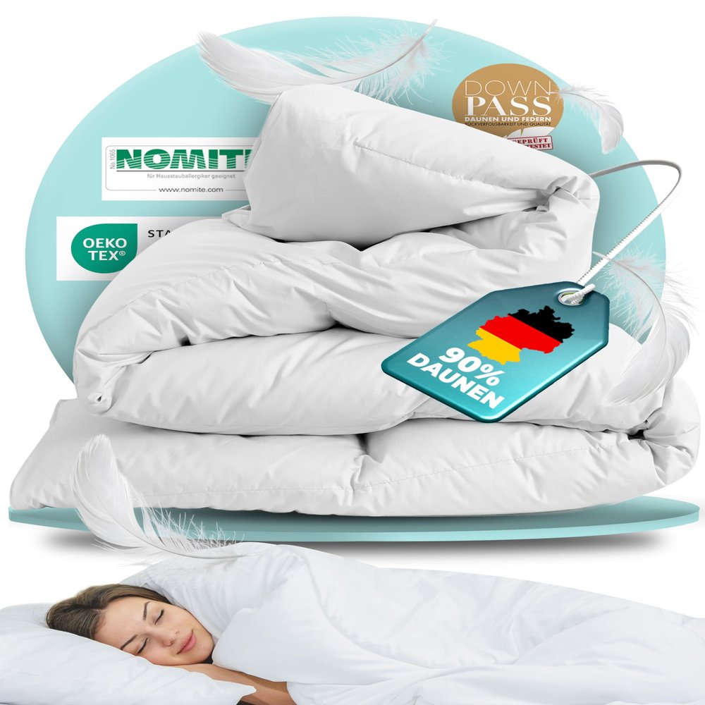 BEFA NATUR All-Season Down Comforter 160 x 210 cm | 90% Down & 10% Feathers | 790 g Fill Weight | Allergy-Friendly (NOMITE) | Animal Welfare Certified (DOWNPASS) | OEKO-TEX Class 1 | Made in Germany
