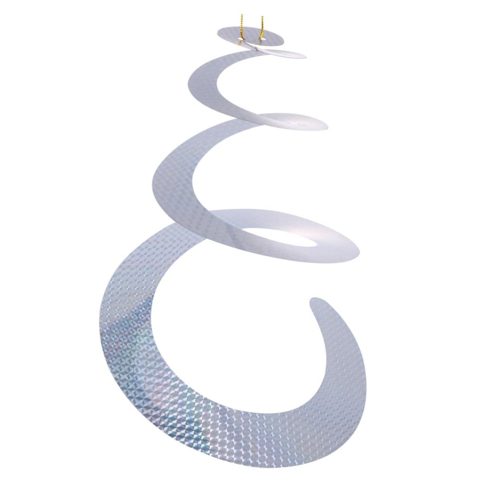 CAXUSD Reflective Bird Deterrent Wind Spiral, Silver, Rotating, for Carports and Boat Docks