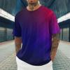 Men's Casual Crew-Neck Gradient T-Shirt, Digital Watch (Z3-Purple, XXXL) view 2