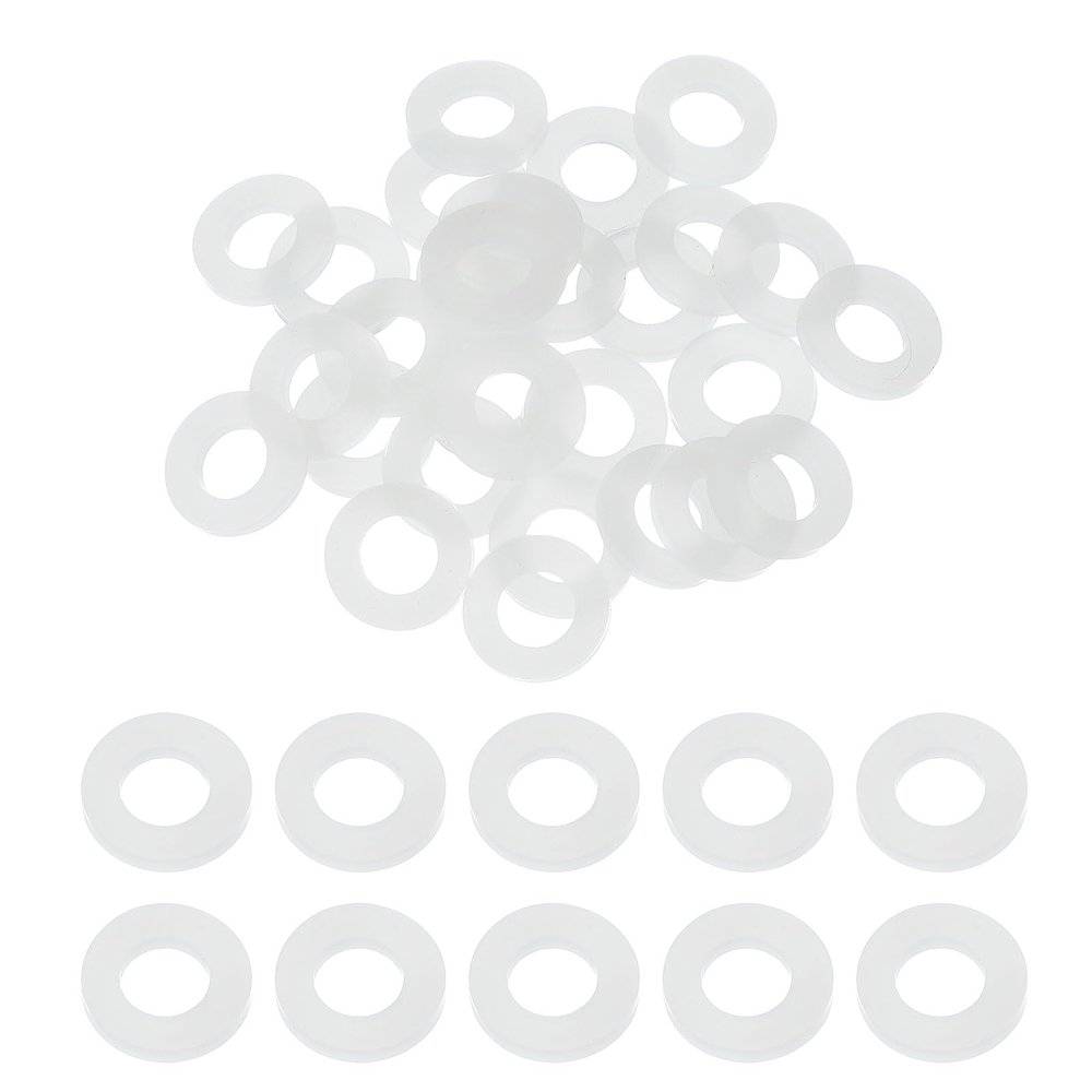 QUARKZMAN 30-Pack M8 Silicone Flat Washers, 8 mm ID x 15 mm OD x 2 mm Thick, White