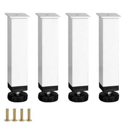 DJCYGG 4-Pack Adjustable Bed Support Legs, Metal, White, 25–27 cm