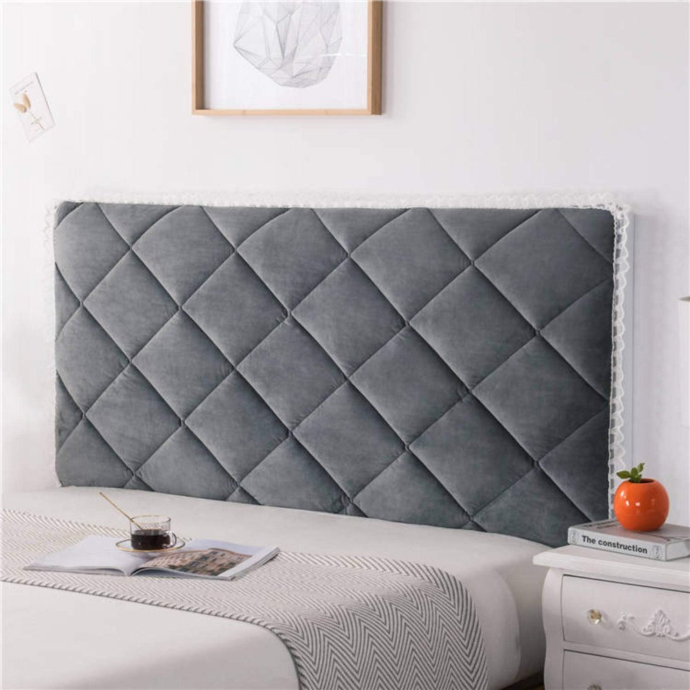 Stretch Soft Headboard Slipcover for Double, Queen and King Beds, Dustproof, Gray, 160 cm