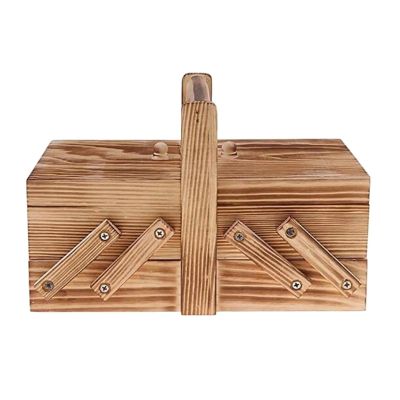 HUWOYG Portable Wooden Sewing Organizer with Compartments, Beige