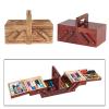 HUWOYG Portable Wooden Sewing Organizer with Compartments, Beige view 3