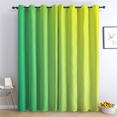 zcwl Green and Yellow Ombre Blackout Curtains with Grommets, 2-Piece Set, 300 x 140 cm