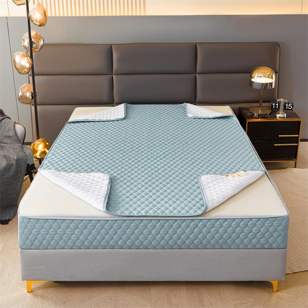 TYYUETY Wraparound Mattress Cover with Removable Zipper, Moisture-Resistant Mattress Protector for Innerspring Mattresses, Cyan, 105 x 190 + 20 cm