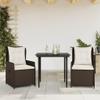 Verderoom 3-Piece Brown Rattan Patio Dining Set with 2 Adjustable High-Back Chairs view 1