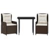 Verderoom 3-Piece Brown Rattan Patio Dining Set with 2 Adjustable High-Back Chairs view 2