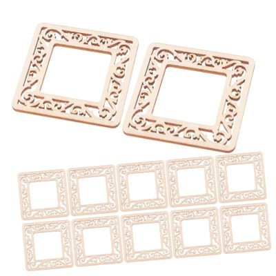 Unfinished Square Wooden Craft Pieces, 50 Pieces with Cutouts