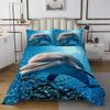 Loussiesd Dolphin Ocean-Themed Blue Bedspread, 170 x 210 cm, with Pillowcase view 2