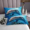 Loussiesd Dolphin Ocean-Themed Blue Bedspread, 170 x 210 cm, with Pillowcase view 3