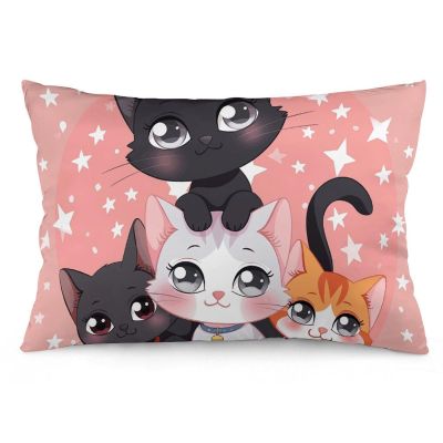 QSMGHKD Rectangular Pillow Covers, 30 x 50 cm, Cartoon Cat Print, Super Soft Plush