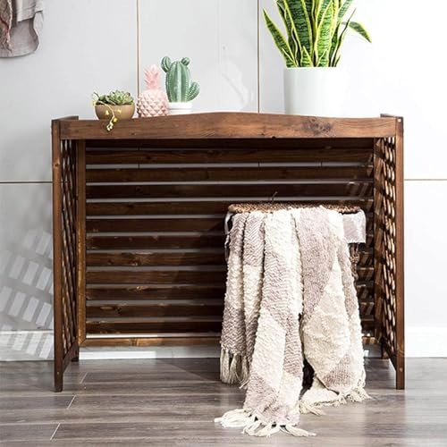 Rustic Wooden Outdoor Air Conditioner Cover and Privacy Screen, 110 x 50