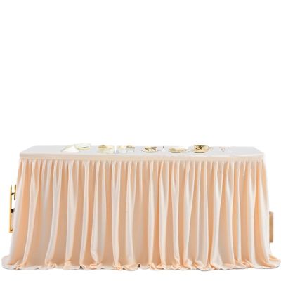 YDYAENIO Table Skirt for Rectangular Tables, Ruffled Tropical Grass Skirt, Champagne, 9 ft, 78 x 275 cm