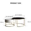 YHKJLYH Round Nesting Coffee Tables, Set of 2, Gold/Black Steel Frame, MDF Marble Tops view 2