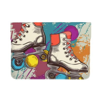 Leather Laptop Sleeve, 13-Inch, Retro Colorful Roller Skate Print