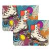 Leather Laptop Sleeve, 13-Inch, Retro Colorful Roller Skate Print view 3