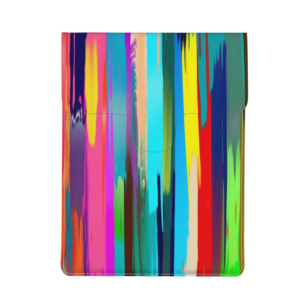 13-Inch Rainbow-Print Leather Laptop Sleeve, Slim and Shock-Resistant
