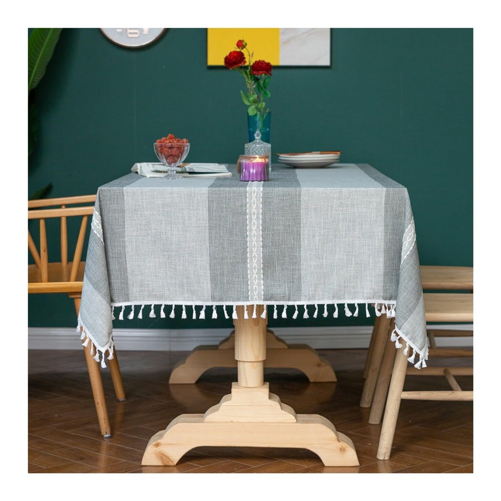 Stfery Washable Gray Striped Tablecloth, 60 x 60 cm, Square