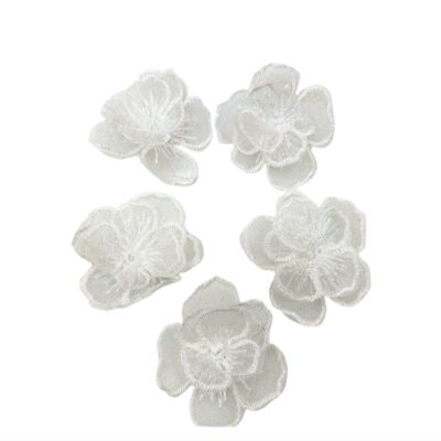 WEKONUMEX Embroidered 3D Lace Appliqués for Repairing and Decorating Clothes (Ivory)
