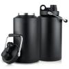 Wide-Mouth Insulated Stainless Steel Water Jug, Keeps Ice for 48 Hours, Leakproof Vacuum Thermos Flask for Gym, Camping and Construction, Black, 2-Pack view 1