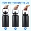 Wide-Mouth Insulated Stainless Steel Water Jug, Keeps Ice for 48 Hours, Leakproof Vacuum Thermos Flask for Gym, Camping and Construction, Black, 2-Pack view 4