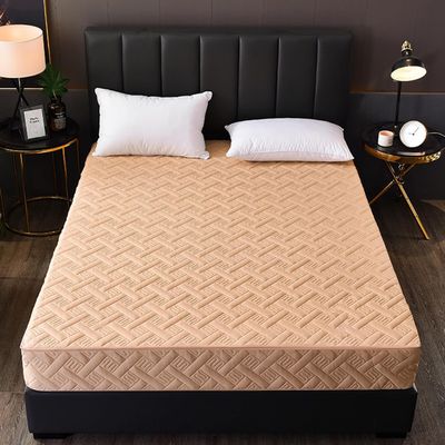 TYYUETY Zippered Mattress Cover, Customizable Size, Solid Color, Warm and Comfortable, Extra-Soft Mattress Protector - Beige - 140 x 200 + 30 cm