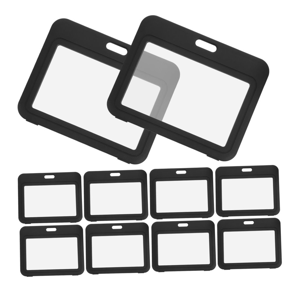 jojofuny Double-Sided Transparent ID Card Holders, Black PP, 10-Pack