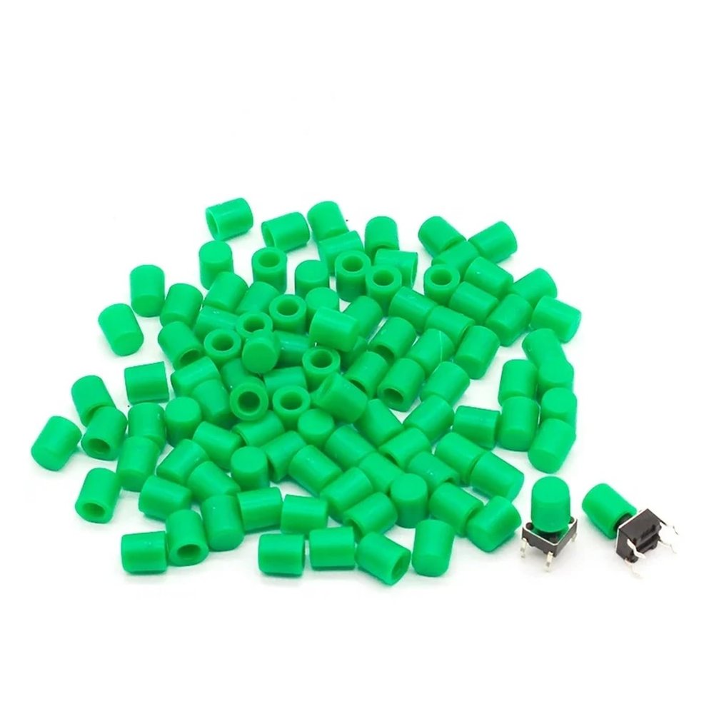 100-Piece Green G62 Cap Covers for 6 × 6 mm Tactile Push Button Switches