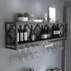 Wall-Mounted Wine Rack with Glass Holder, 2 Tiers view 1