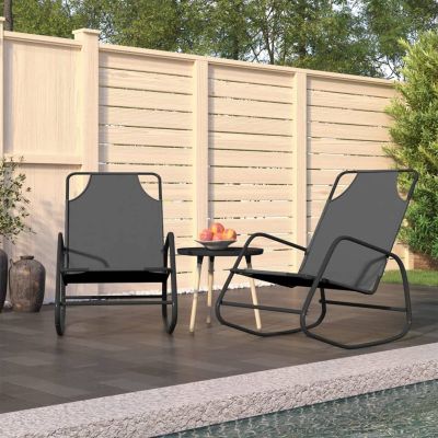 2-Piece Set Rocking Sun Loungers with Steel Frame, Foldable