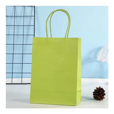 Colorful Kraft Paper Shopping Bags, Gift Bags, Wedding Party Decor, 10-Pack, Chartreuse, 16 x 12 x 6 cm