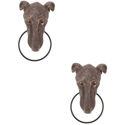 Homoyoyo 2-Piece Decorative Resin Dog Head Door Knocker, Multifunctional Home Decor for Villas and Hotels