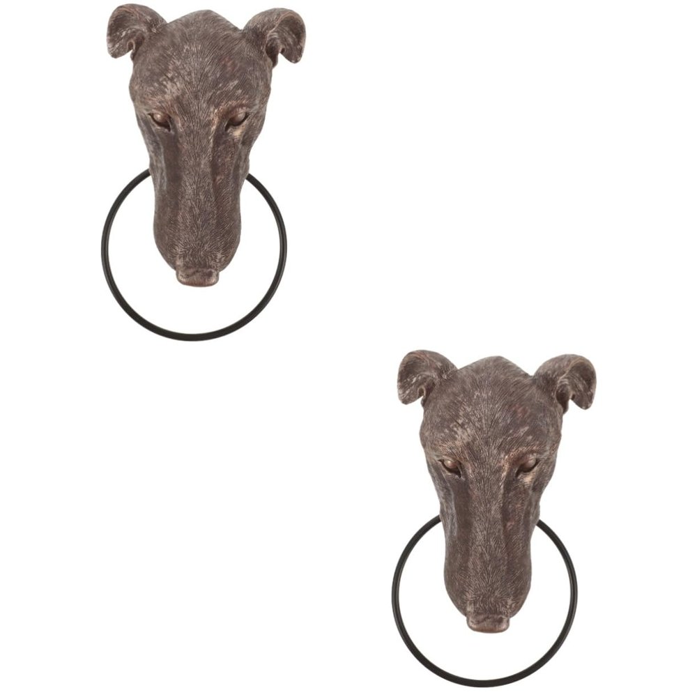 Homoyoyo 2-Piece Decorative Resin Dog Head Door Knocker, Multifunctional Home Decor for Villas and Hotels