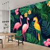 Flamingo & Parrot 3D Wall Mural, Flower Jungle Design, 350 x 245 cm view 2