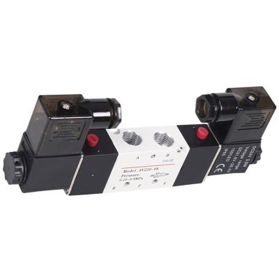 1/4" BSPT 4V220-08 5-Way 2-Position Pneumatic Solenoid Valve, Double Solenoid, AC 110V
