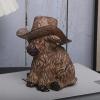 Highland Cow Figures, Cowboy Hat Cow Statue, Realistic Animal Sculpture Decor for Desk, Living Room, Bedroom & Shelves view 2