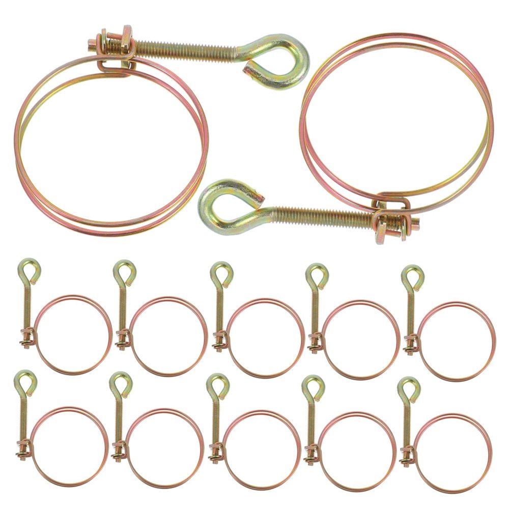 12-Piece Galvanized Iron Double-Wire Hose Clamp Set