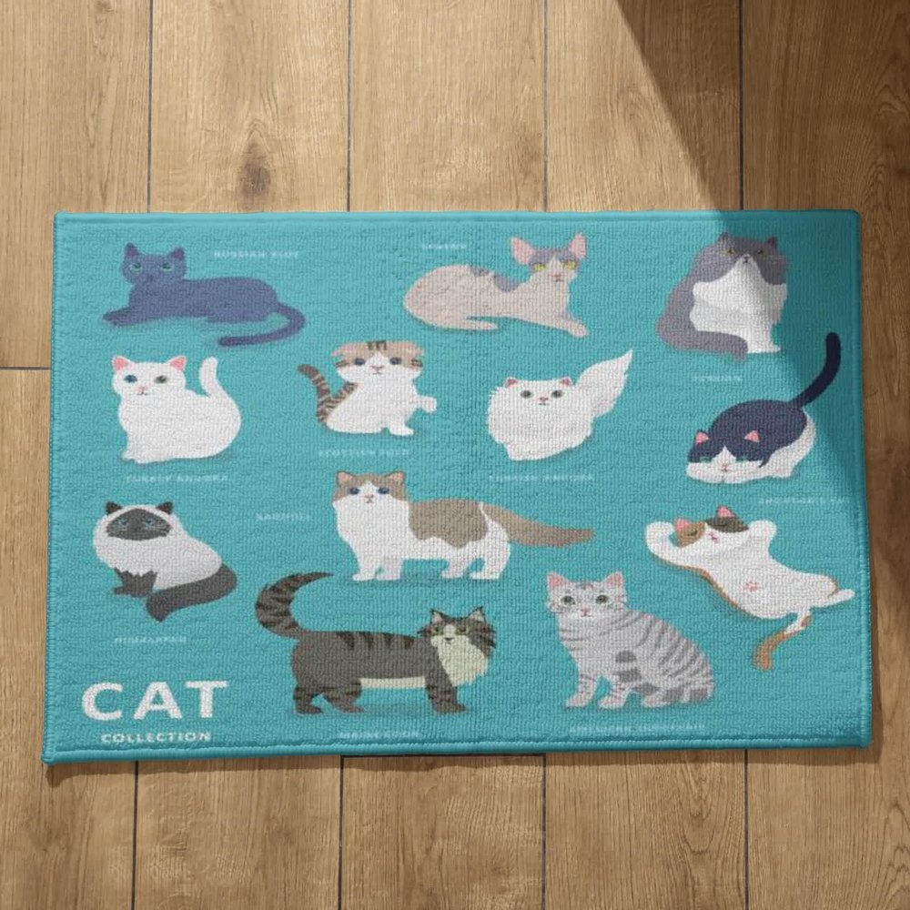 EHOMERY Water-Absorbent Doormat, XXL Cartoon Cat, 45 x 75 cm