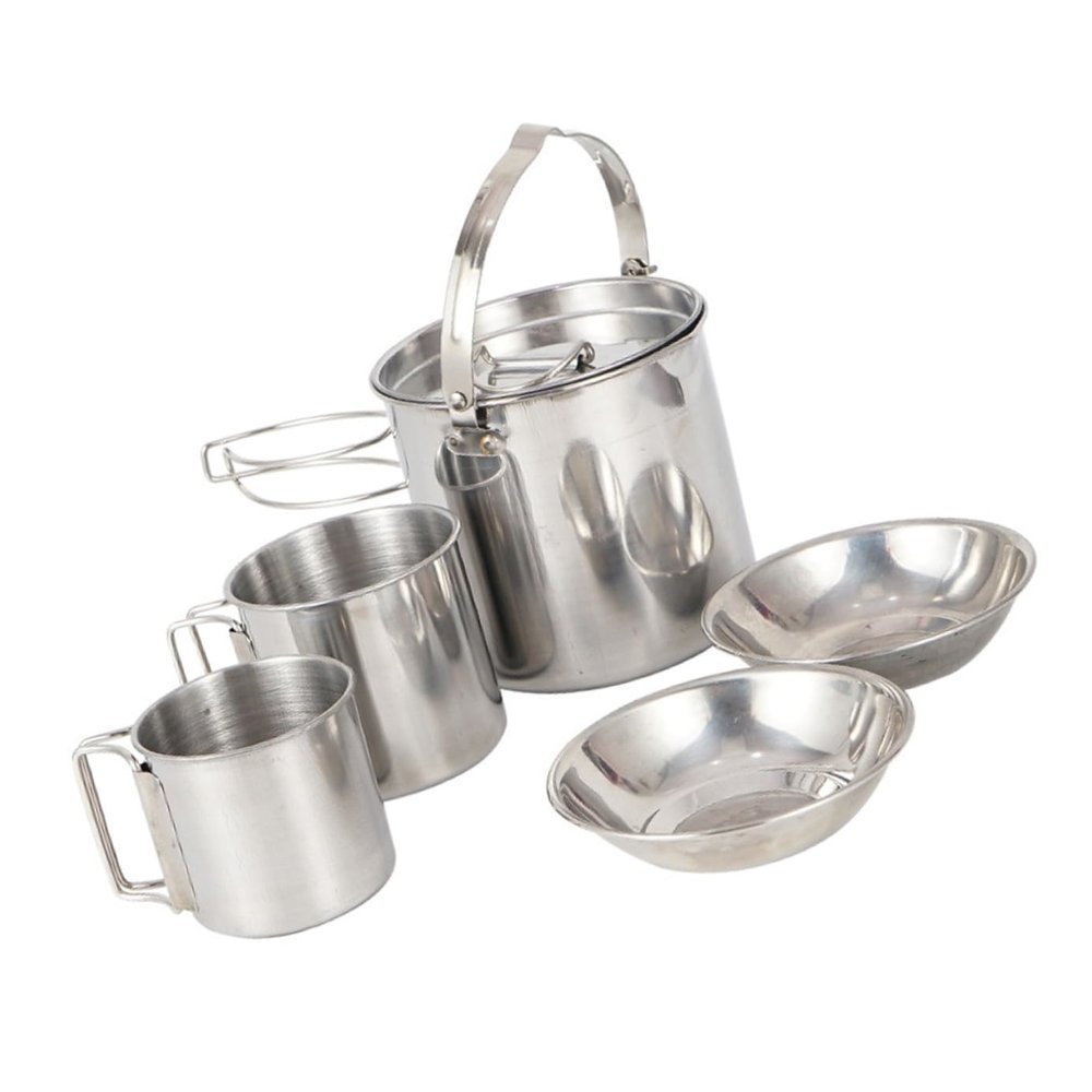 Toddmomy Portable Stainless Steel Outdoor Cookware Set with Measuring Scale, Heat-Resistant, for Camping and Hiking