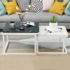 YHKJLYH Modern 2-Piece Nesting Coffee Table Set for Living Room, Marble-Effect Tempered Glass view 1